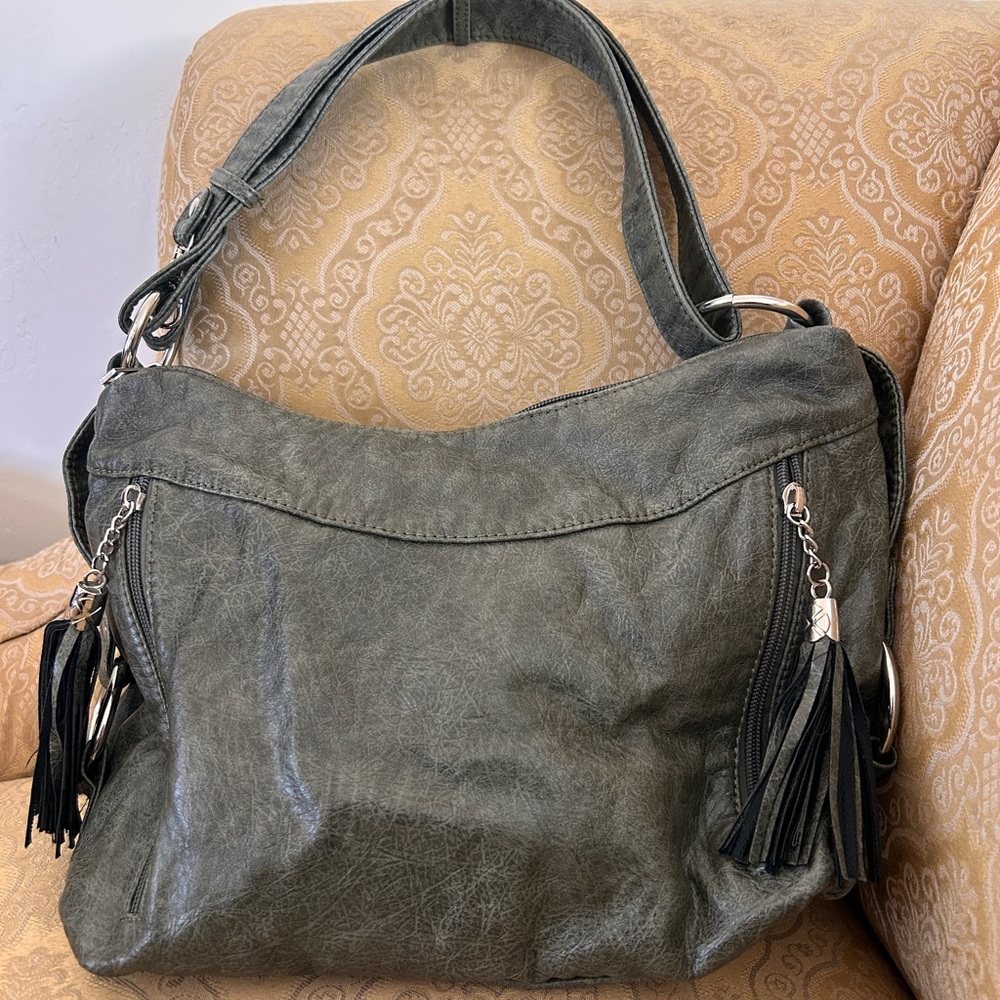Elegant army, green, faux Leather Shoulder Bag